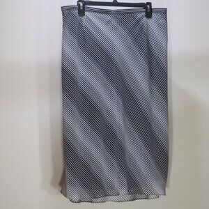 Venezia Jeans Black White Diagonal Stripe Midi Skirt Size 18 20